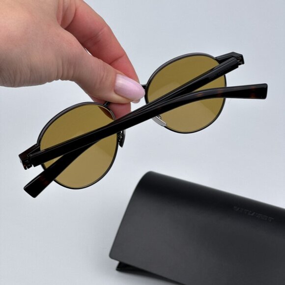 Saint Laurent SL707 003 BRAND NEW Sunglasses Ruthenium Havana Oval Unisex - Picture 3 of 11